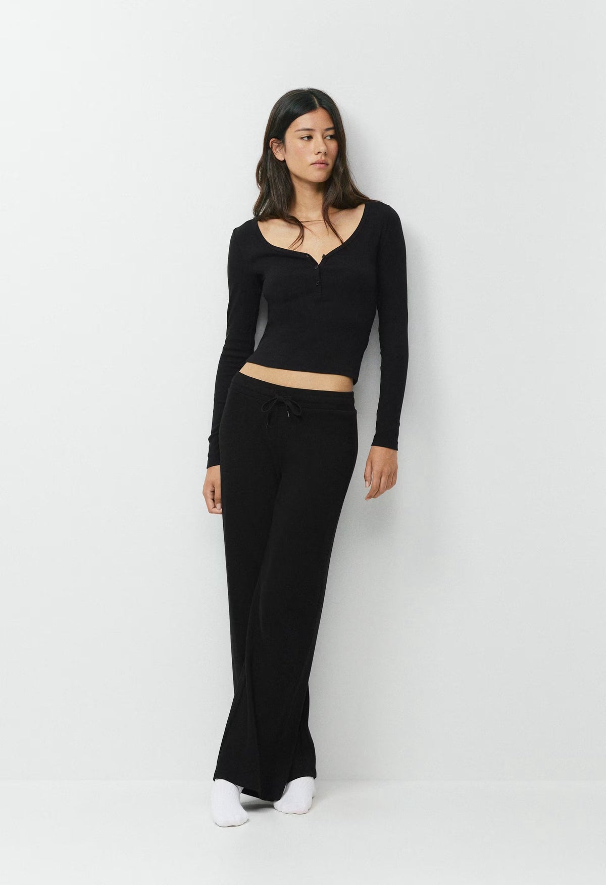 HomeStretch™ Rib Acoustic Henley - BLACK