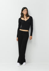 HomeStretch™ Rib Acoustic Henley - BLACK