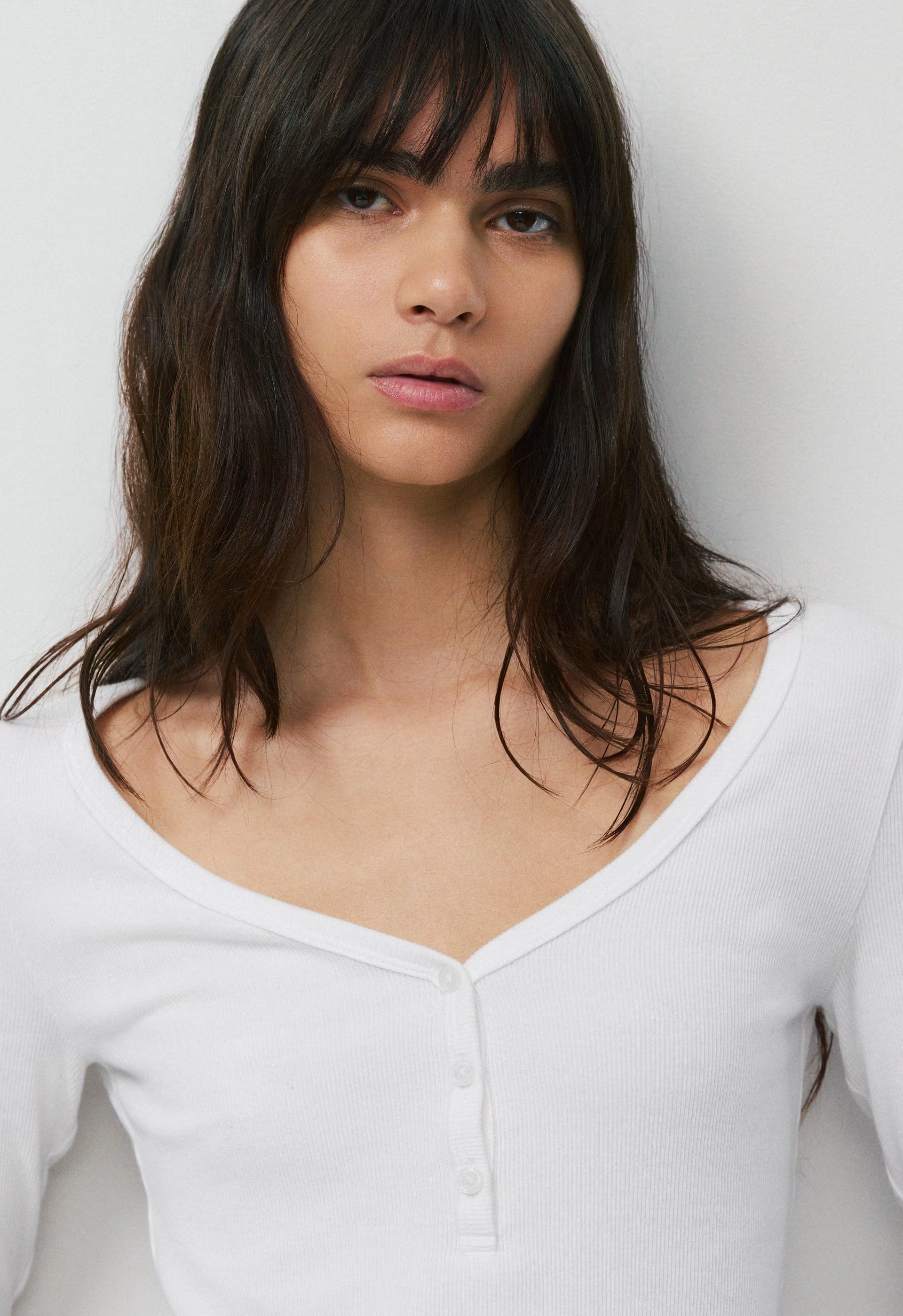 HomeStretch™ Rib Acoustic Henley - WHITE
