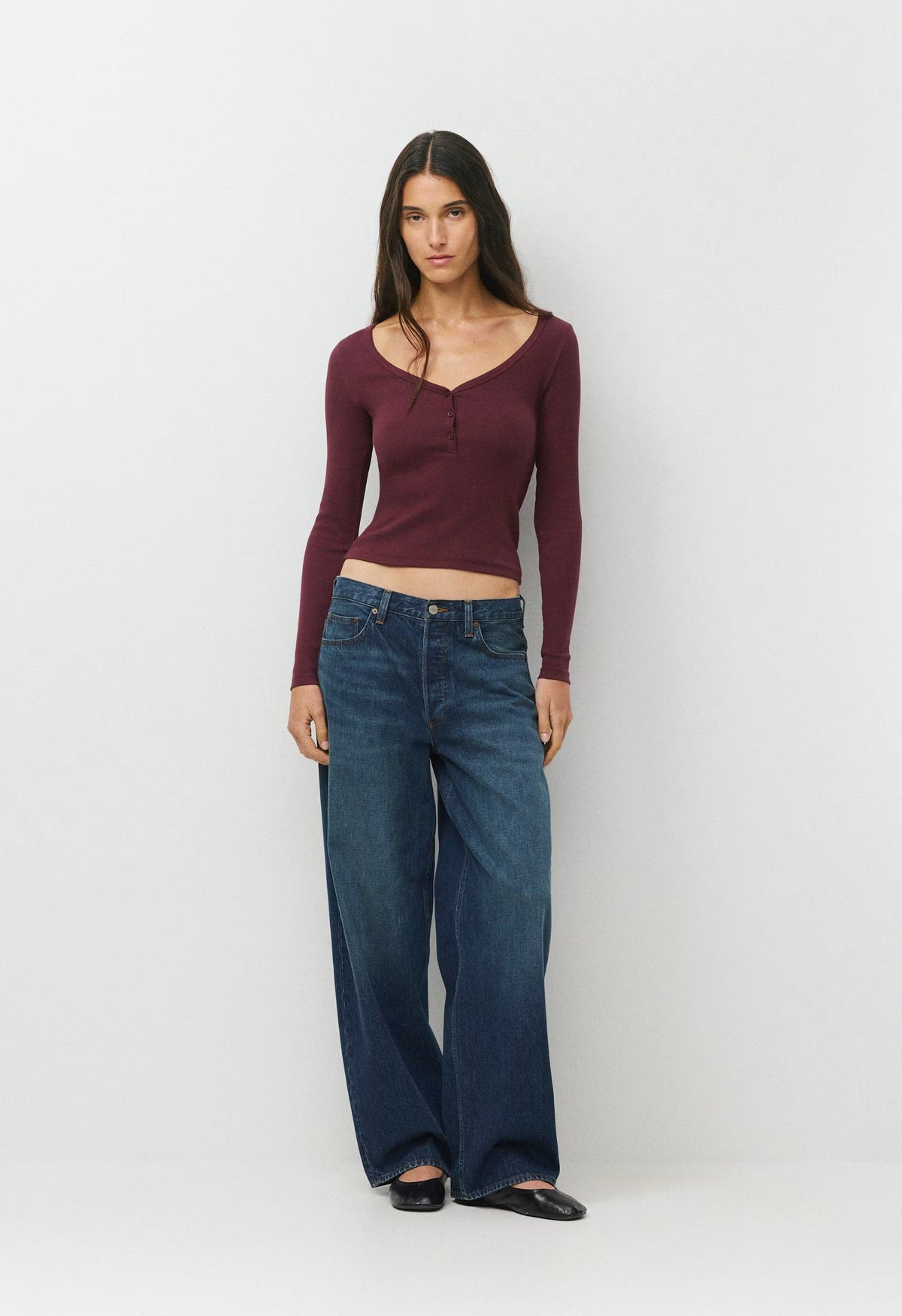 HomeStretch™ Rib Acoustic Henley - GALA PLUM
