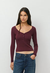 HomeStretch™ Rib Acoustic Henley - GALA PLUM