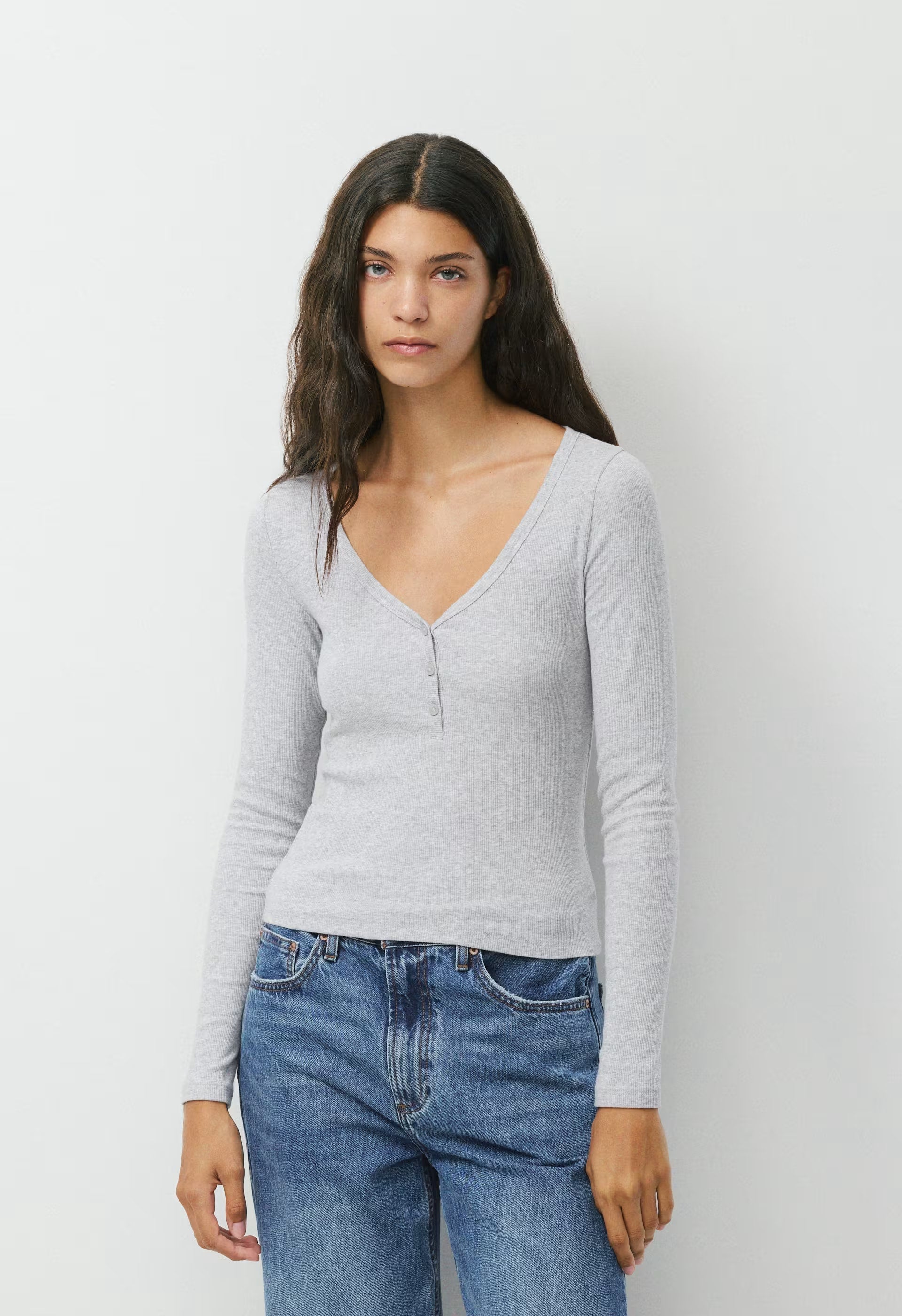 HomeStretch™ Rib Acoustic Henley - HEATHER CHROME