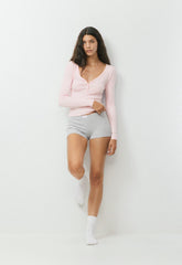 HomeStretch™ Rib Acoustic Henley - MAGNOLIA