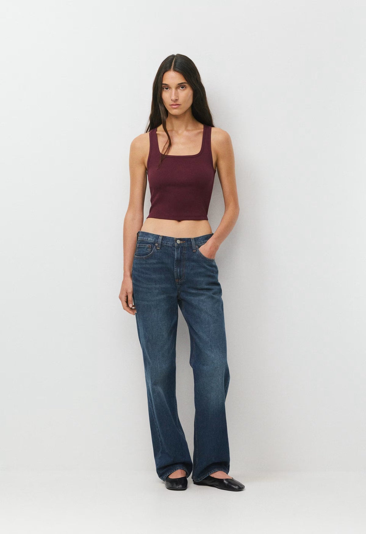 HomeStretch™ Rib Frequency Waist Tank - GALA PLUM