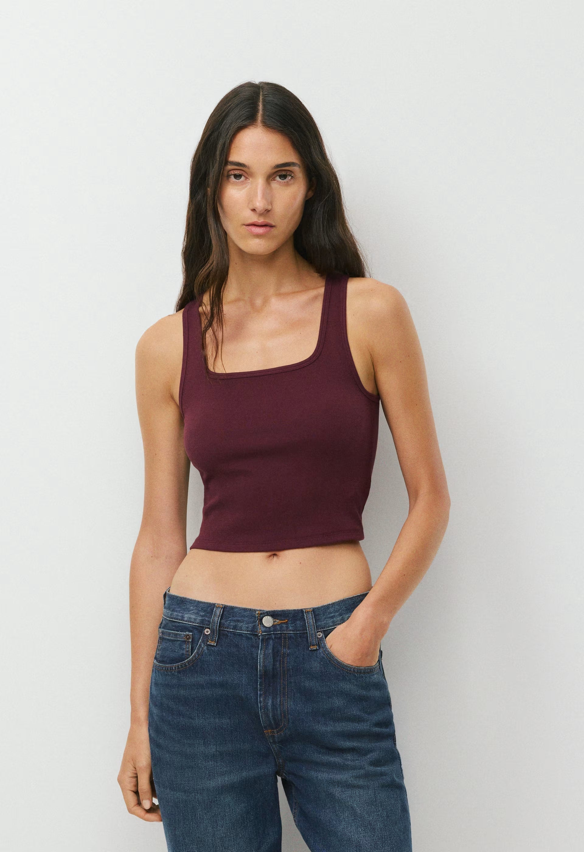 HomeStretch™ Rib Frequency Waist Tank - GALA PLUM