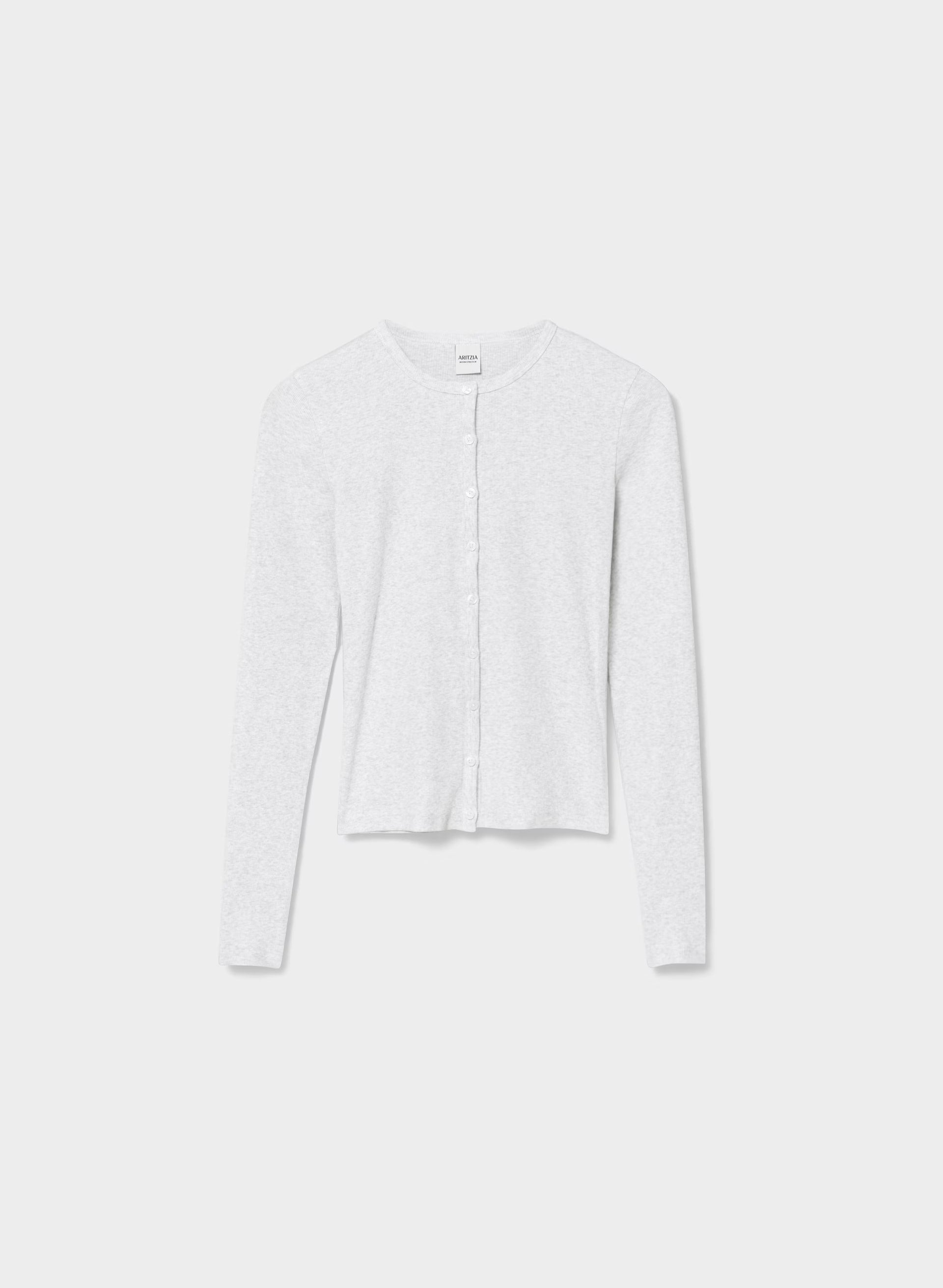 HomeStretch™ Rib Syncopation Longsleeve - HEATHER CLOUD WHITE