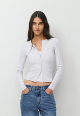 HomeStretch™ Rib Syncopation Longsleeve - HEATHER CLOUD WHITE