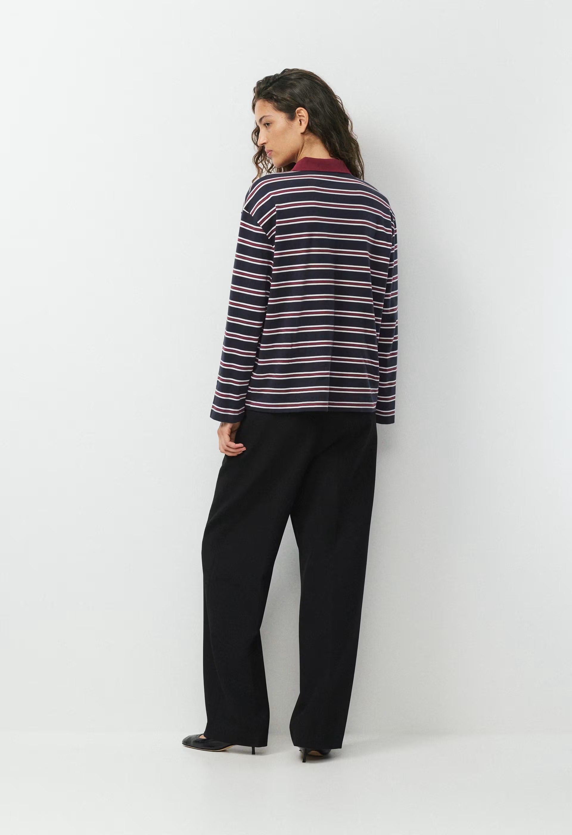 InterLock Cotton Eton Longsleeve - LT BIRCH/ DK NGHT NVY