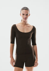 BUTTER Essential 3/4 Sleeve T-Shirt - CACAO NIB BROWN