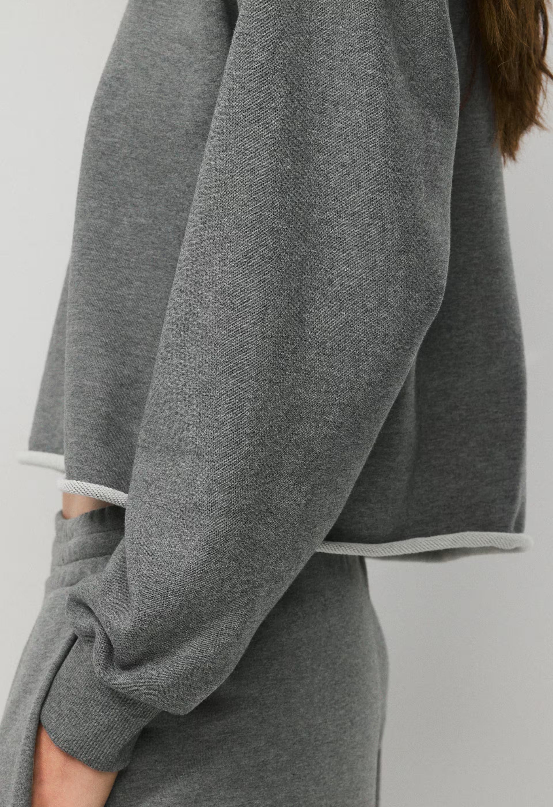 Terry Sweatfleece Perfect Off-Shoulder Top - HEATHER DARK GREY