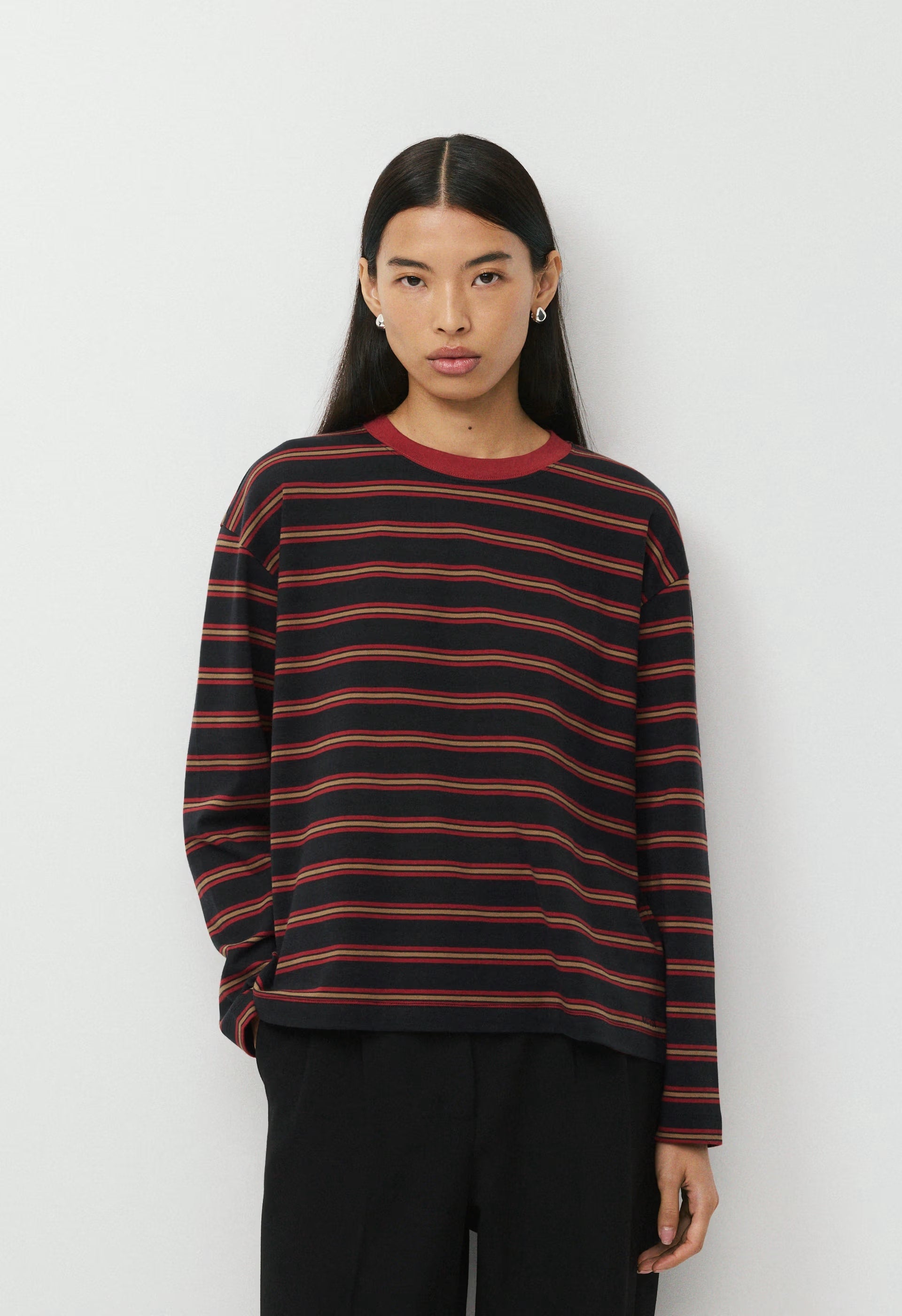 InterLock Cotton Steps Longsleeve - DK NIGHT NAVY/ORNT RED