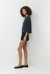 CottonWhisk™ Emma 3/4 Sleeve T-Shirt - ADMRL NVY/BTR YLW