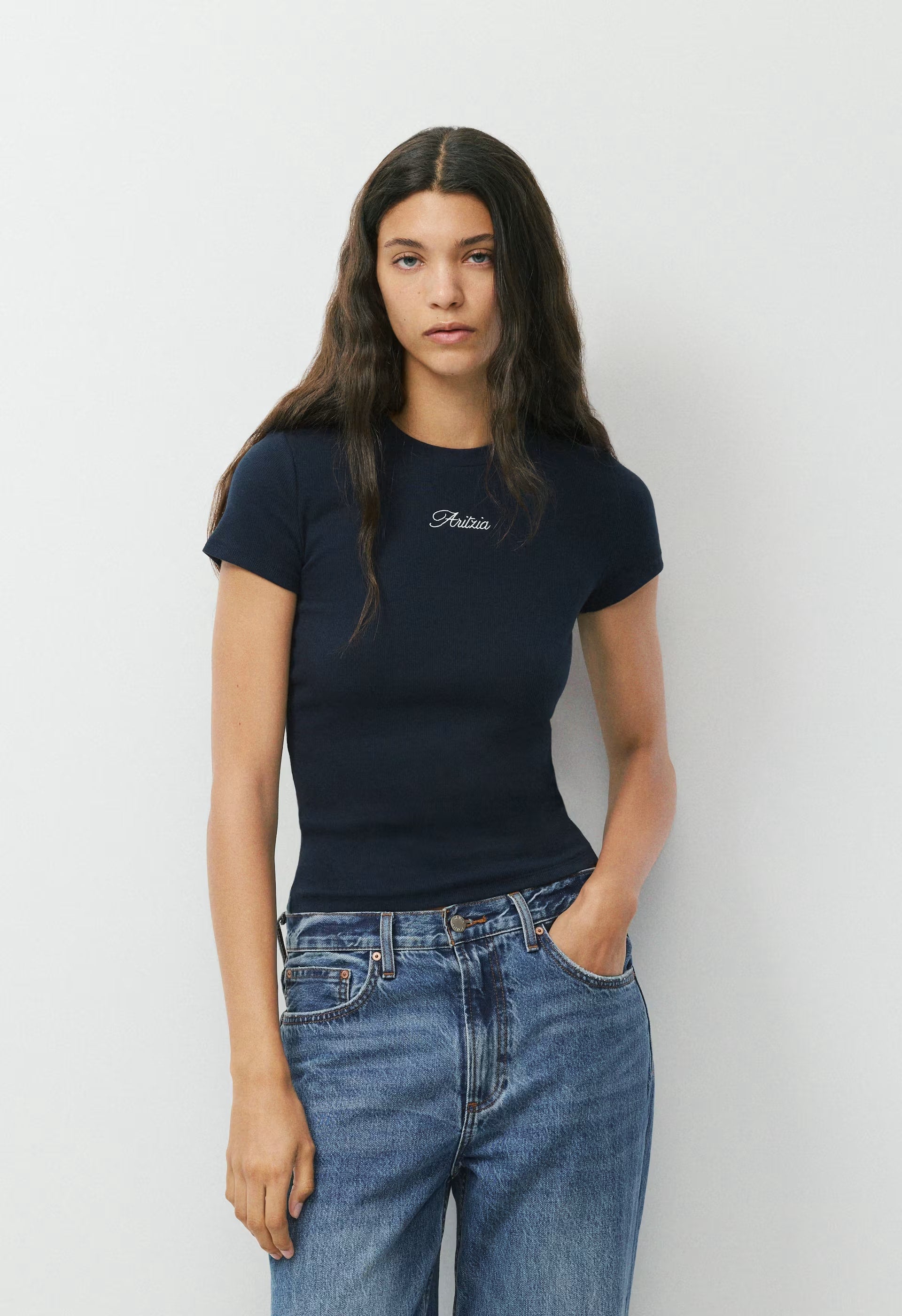 HomeStretch™ Rib Tune T-Shirt - ADMIRAL NAVY/ WHITE