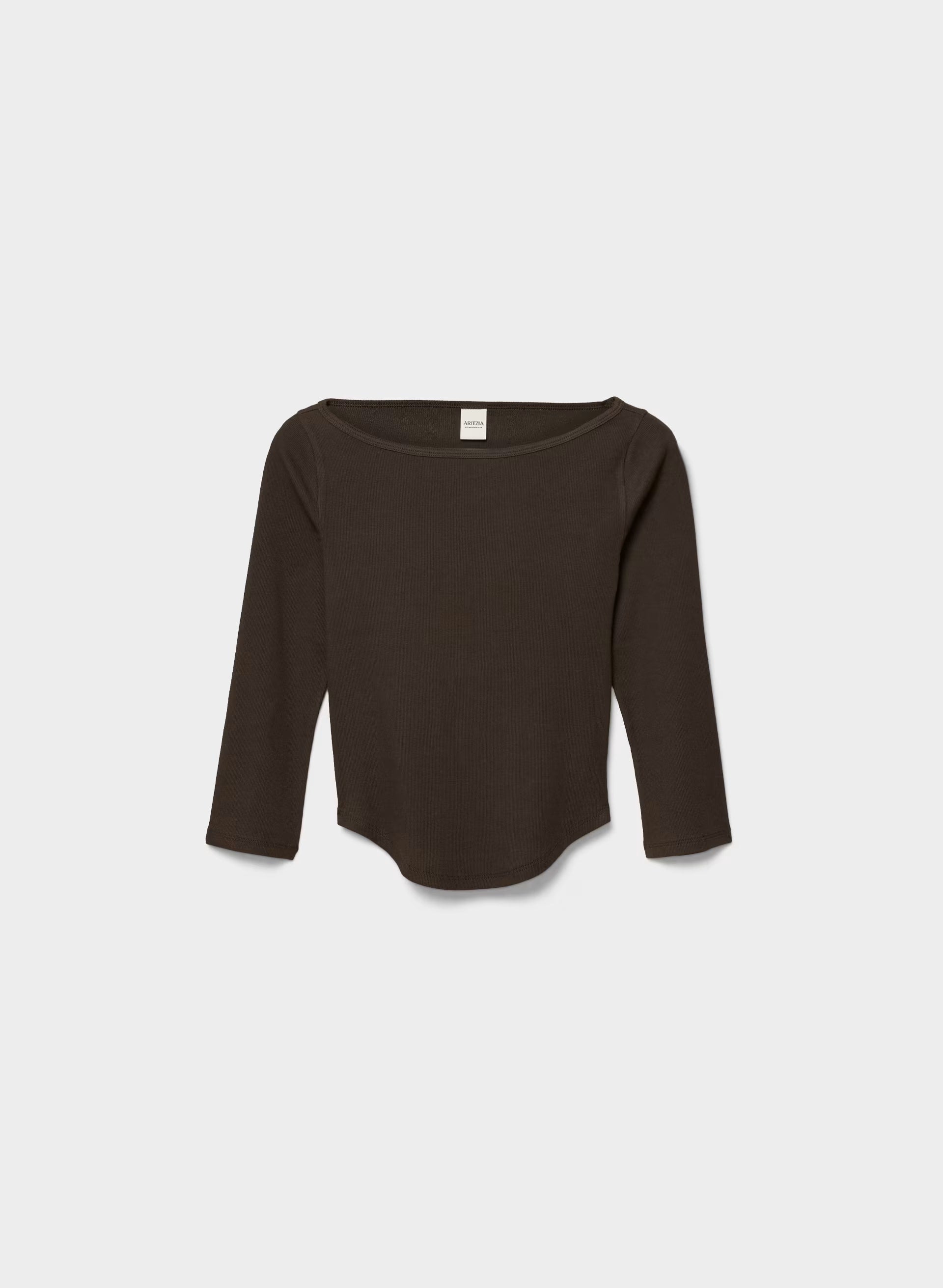 HomeStretch™ Rib Penduline T-Shirt - CACAO NIB BROWN