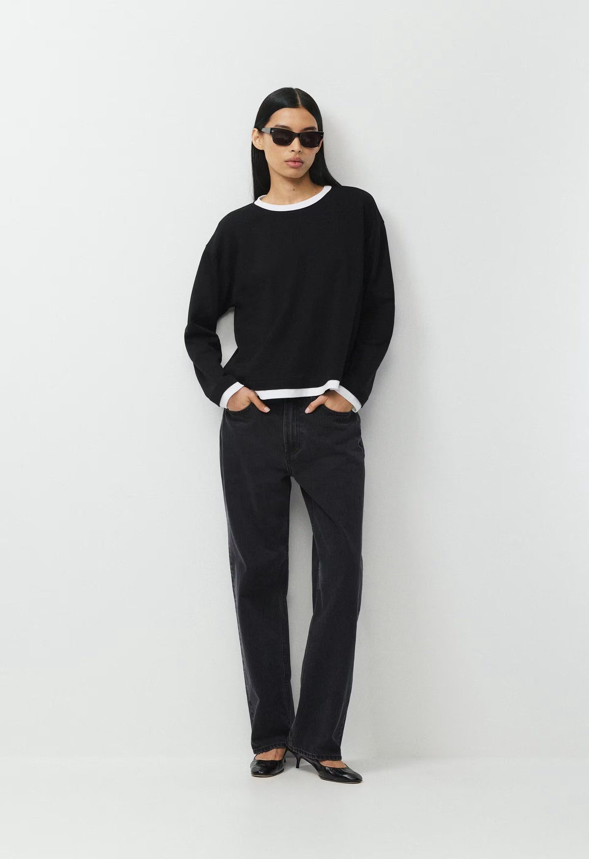 InterLock Cotton Steps Longsleeve - BLACK/WHITE