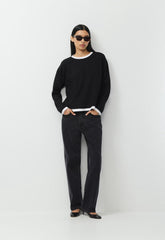 InterLock Cotton Steps Longsleeve - BLACK/WHITE