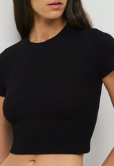 HomeStretch™ Rib Tune Waist T-Shirt - BLACK