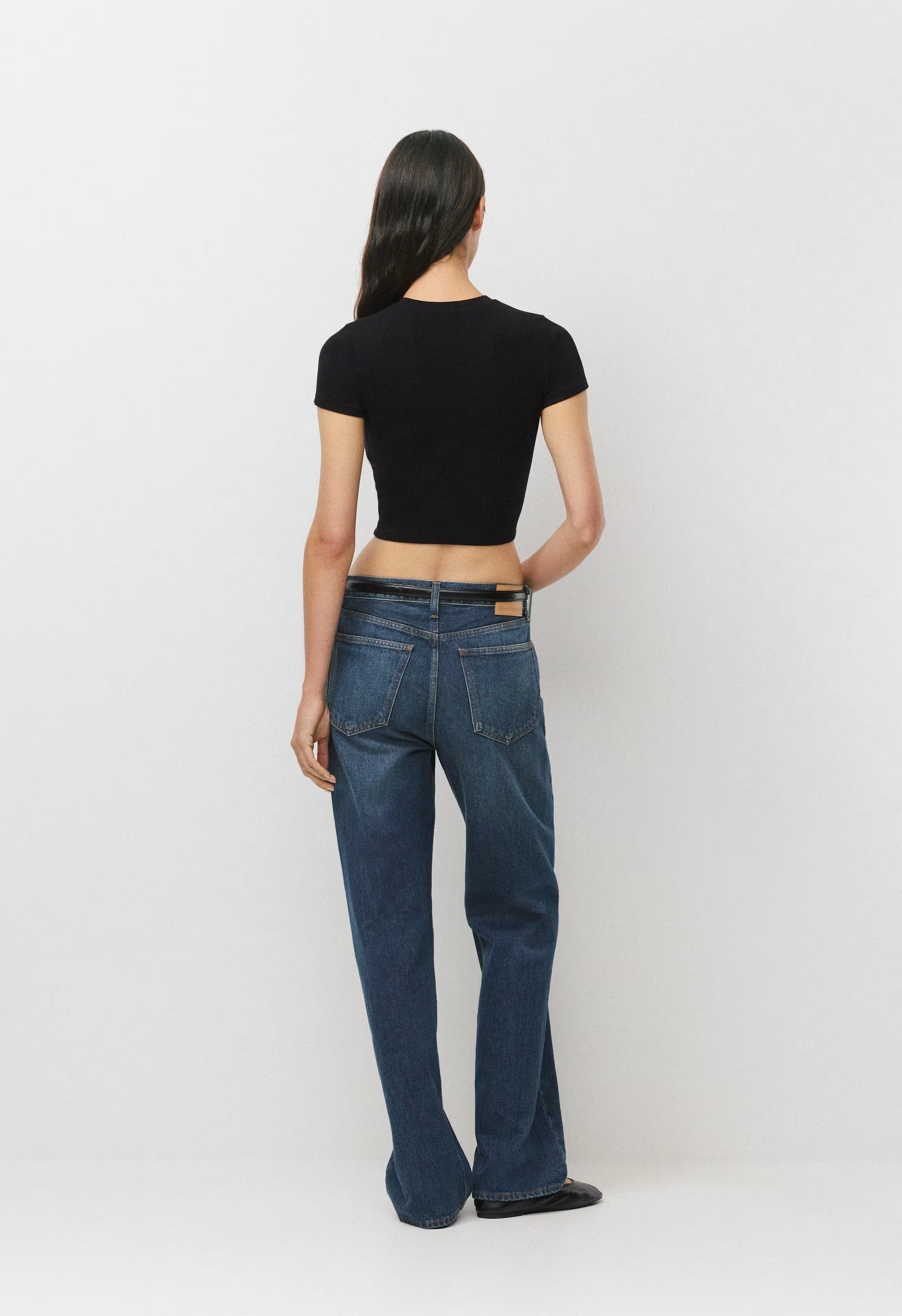 HomeStretch™ Rib Tune Waist T-Shirt - BLACK