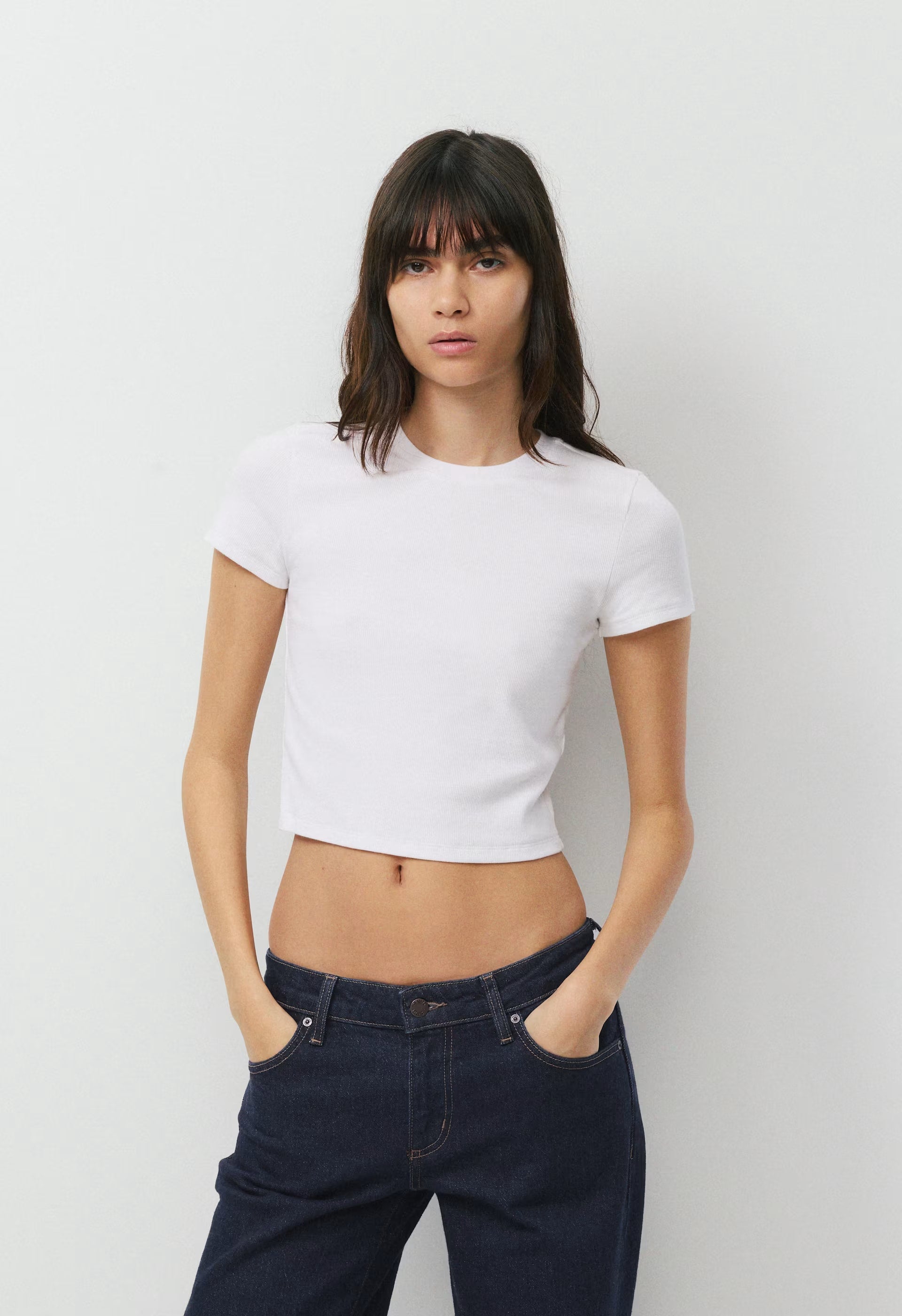 HomeStretch™ Rib Tune Waist T-Shirt - WHITE