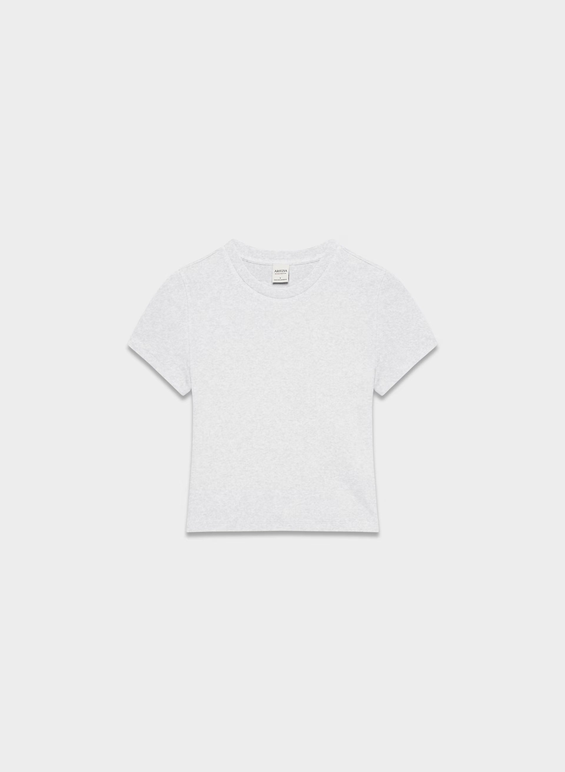 HomeStretch™ Rib Tune Waist T-Shirt - HEATHER CLOUD WHITE