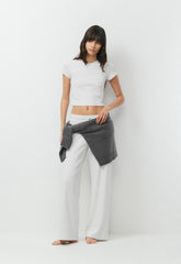 HomeStretch™ Rib Tune Waist T-Shirt - HEATHER CLOUD WHITE