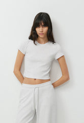HomeStretch™ Rib Tune Waist T-Shirt - HEATHER CLOUD WHITE