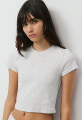 HomeStretch™ Rib Tune Waist T-Shirt - HEATHER CLOUD WHITE