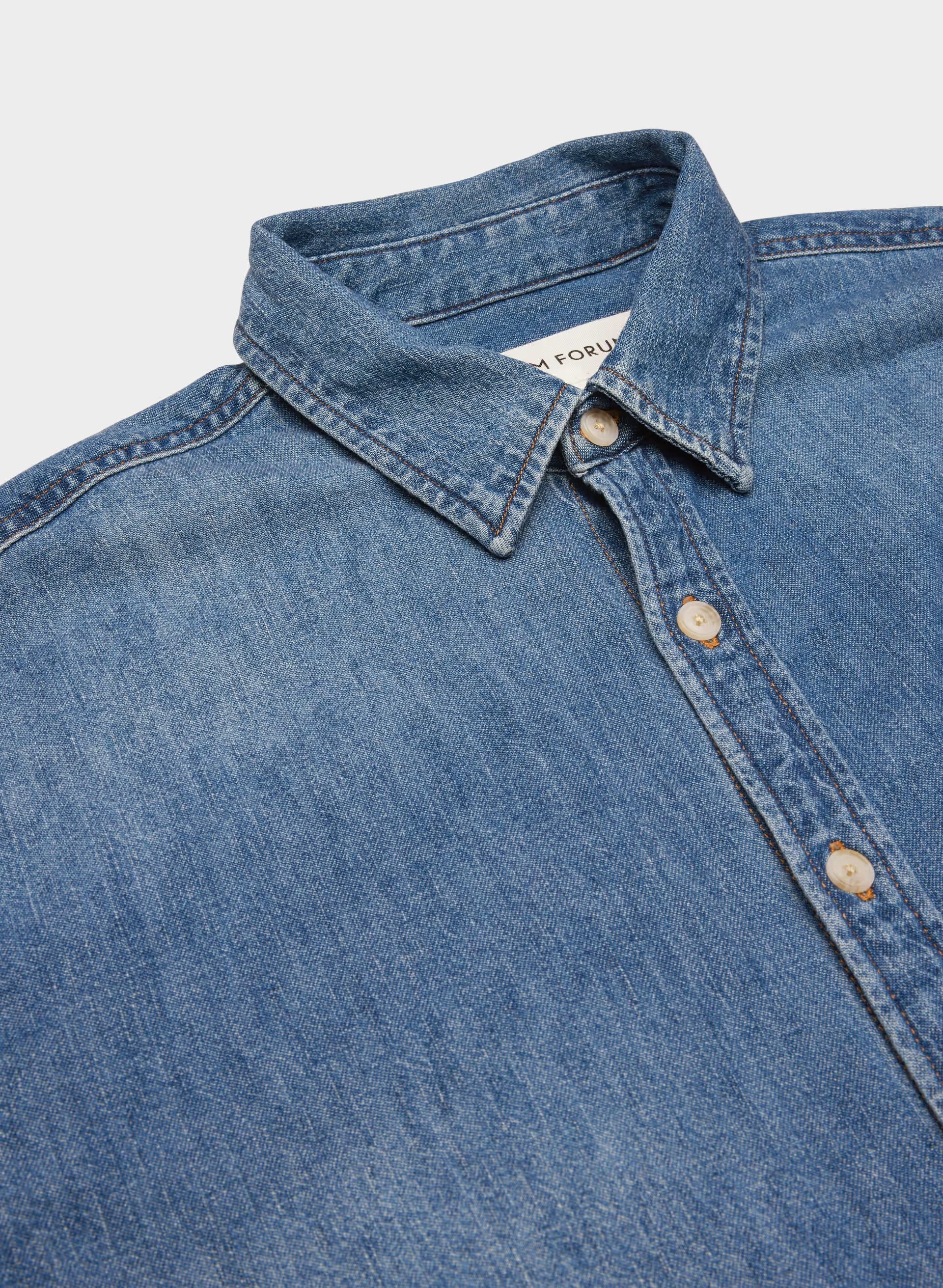 Denim Forum The '80s Comfy Denim Shirt - 5 YRS KISS N TELL BLEU