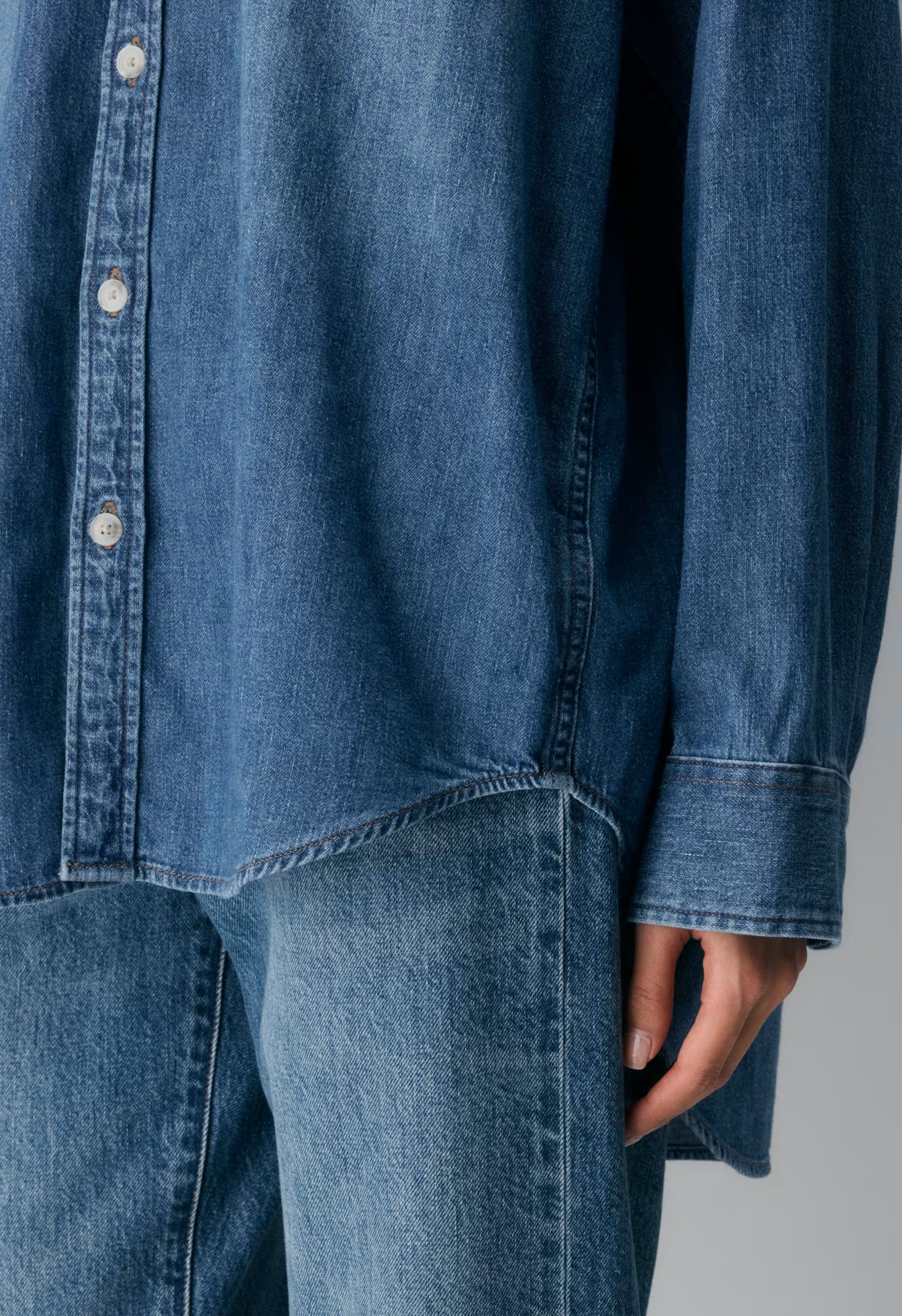 Denim Forum The '80s Comfy Denim Shirt - 5 YRS KISS N TELL BLEU
