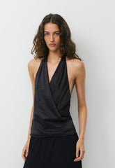 Martini Satin Halter Top - BLACK