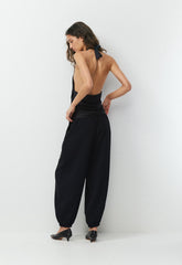 Martini Satin Halter Top - BLACK