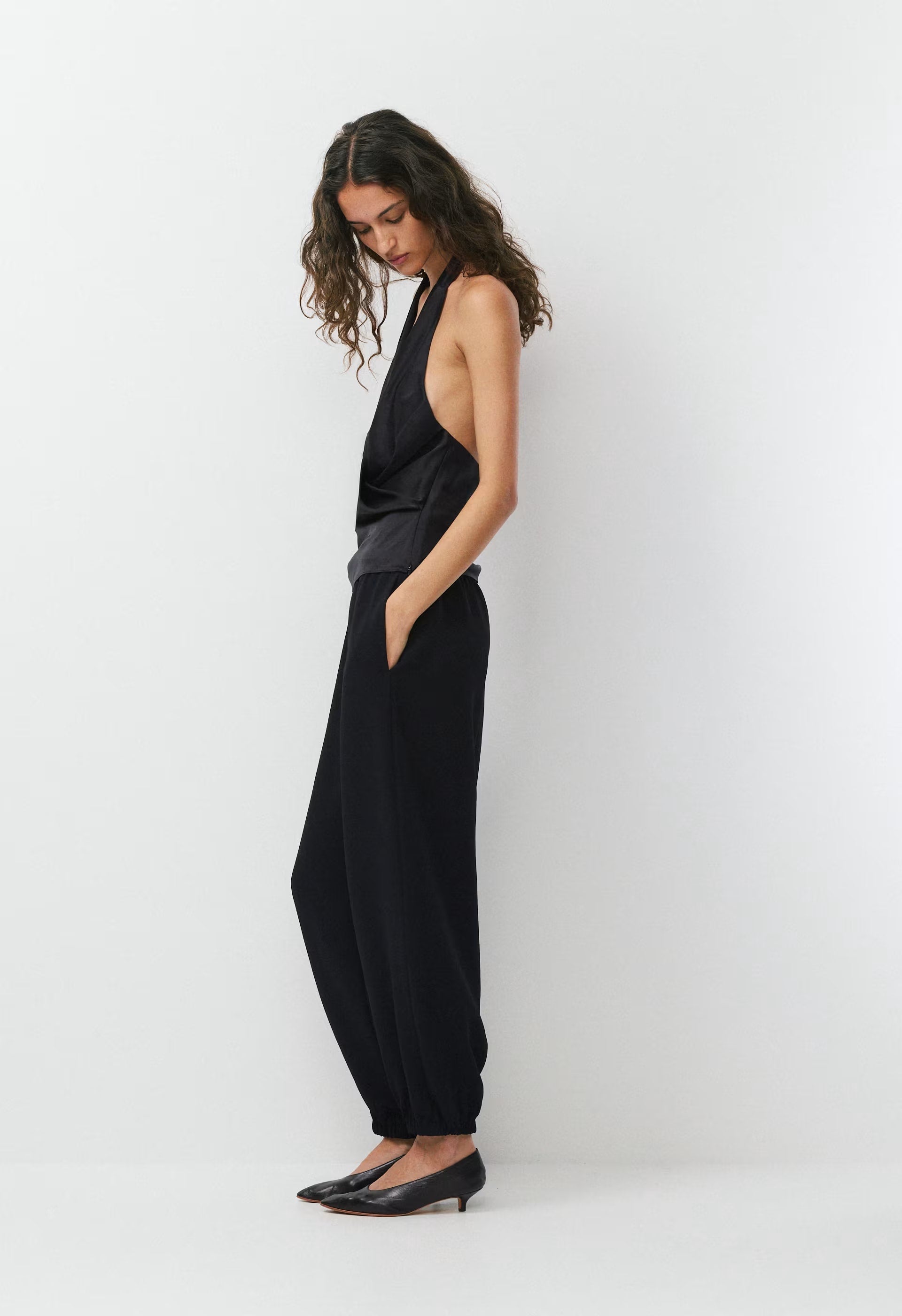 Martini Satin Halter Top - BLACK