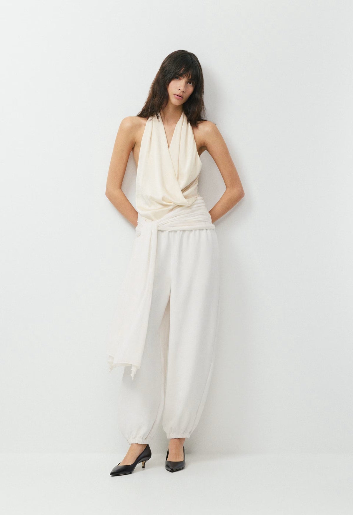 Martini Satin Halter Top - SEASIDE CREAM