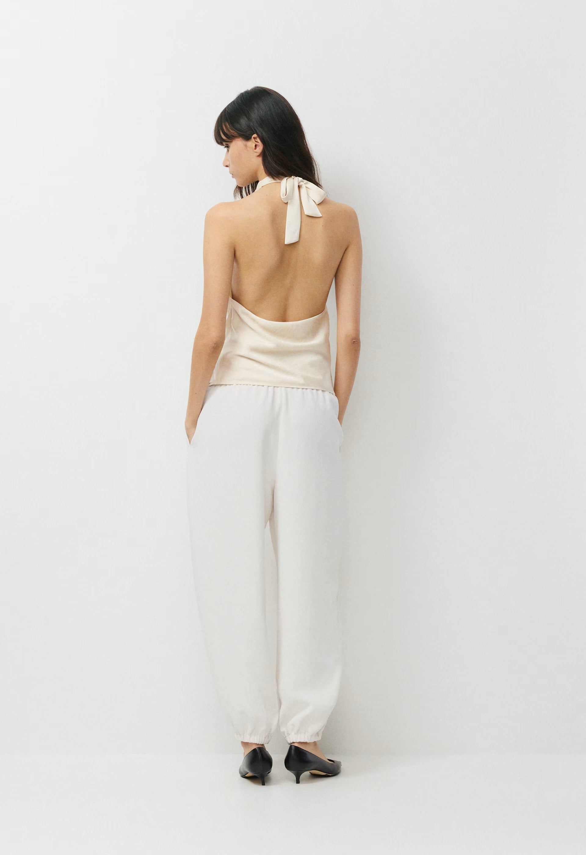Martini Satin Halter Top - SEASIDE CREAM