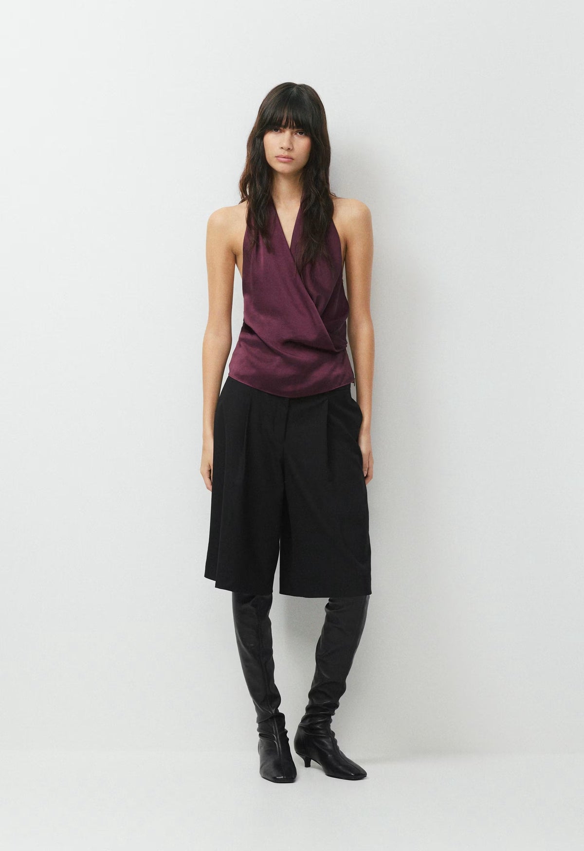 Martini Satin Halter Top - GALA PLUM