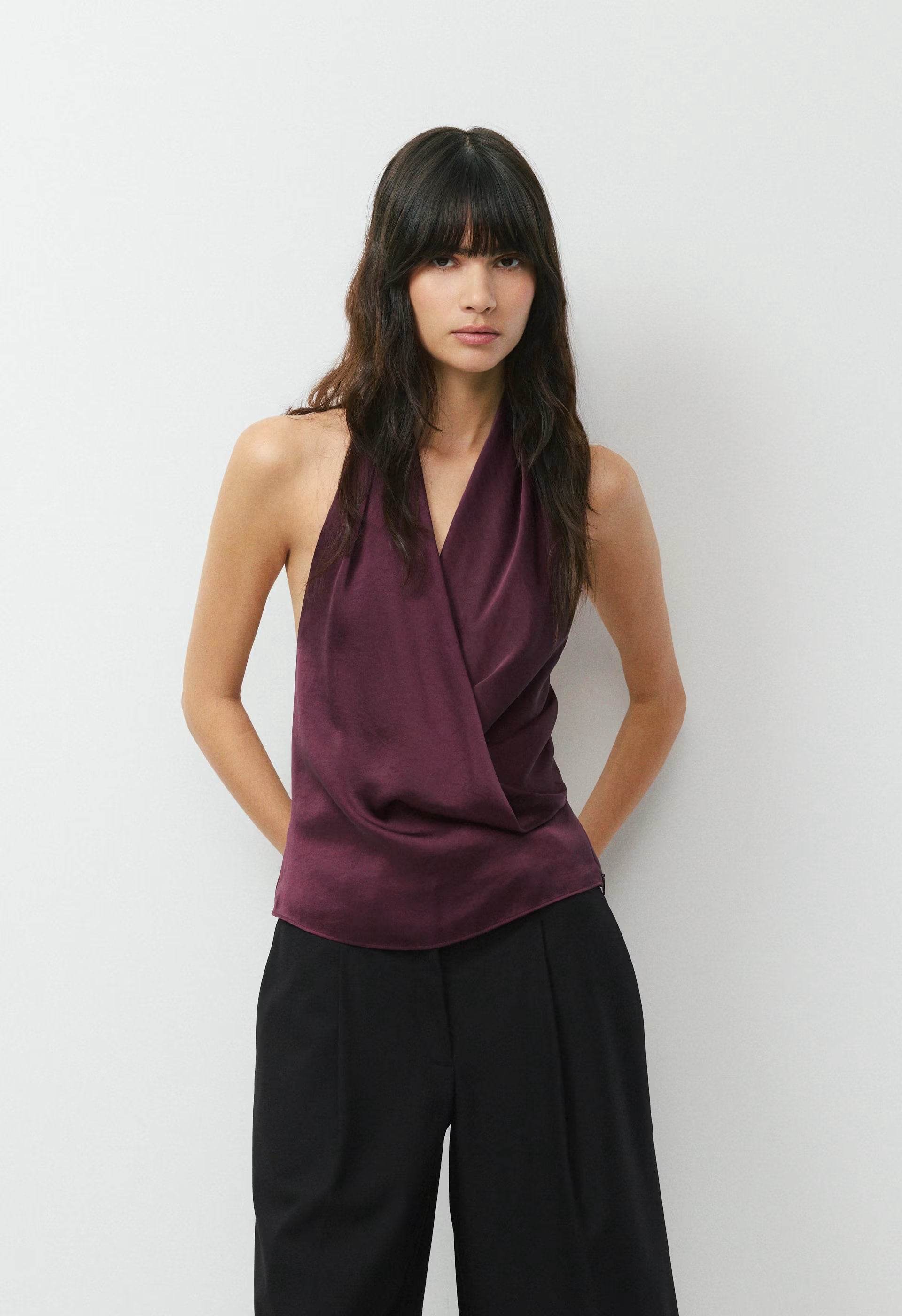 Martini Satin Halter Top - GALA PLUM