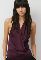 Martini Satin Halter Top - GALA PLUM
