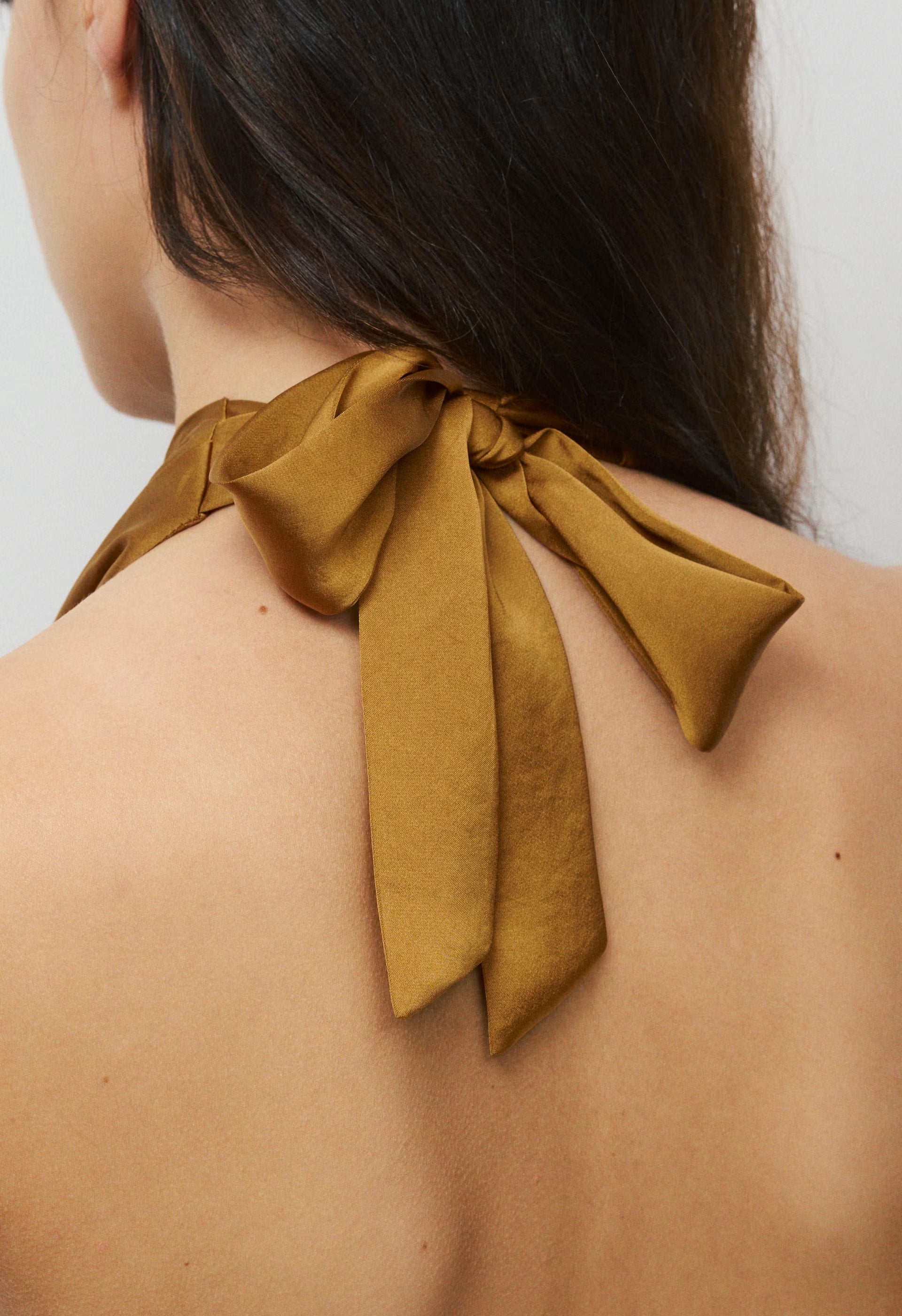 Martini Satin Halter Top - SHERRY OCHRE
