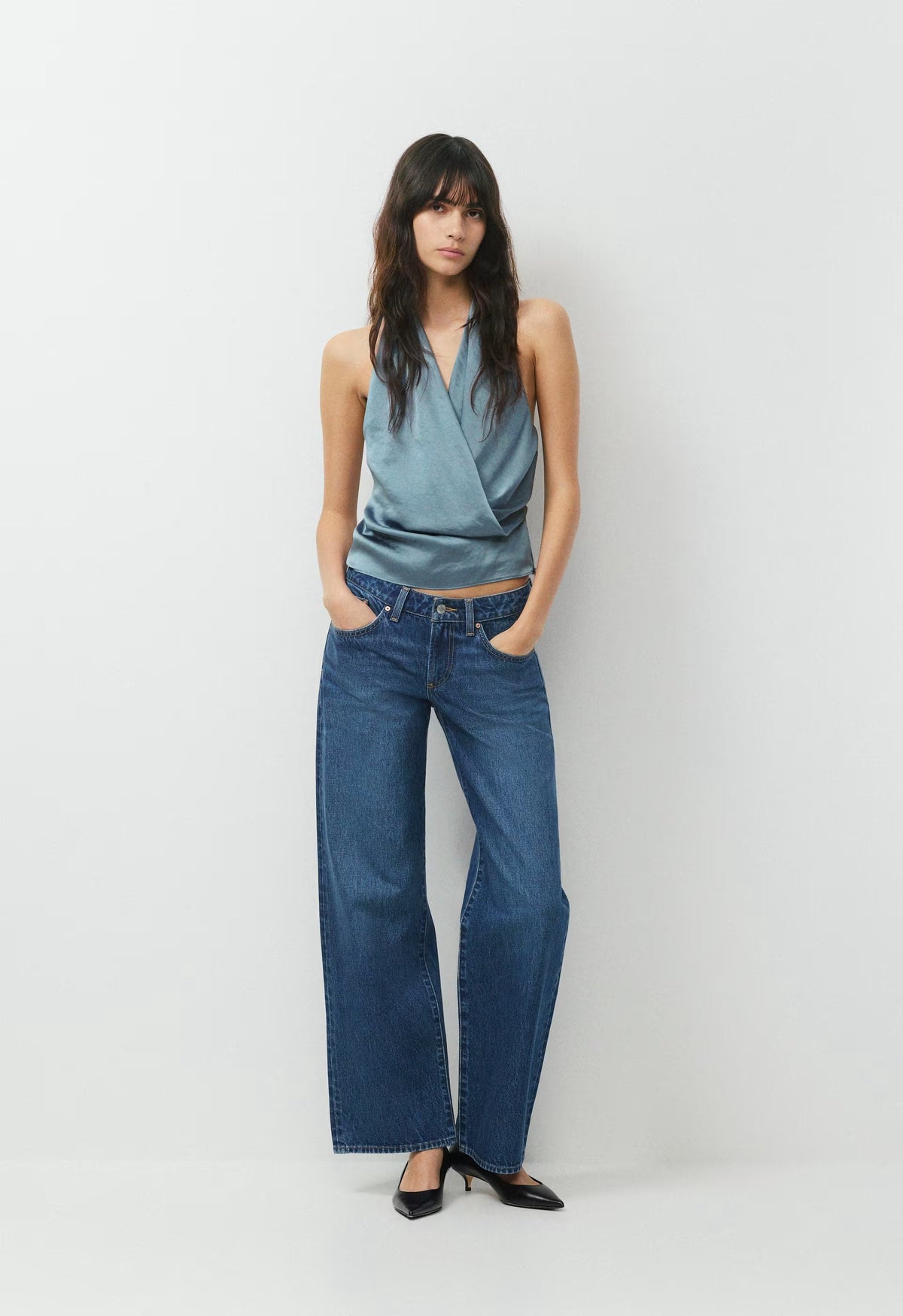Martini Satin Halter Top - BLUE MIRAGE