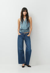 Martini Satin Halter Top - BLUE MIRAGE