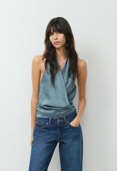 Martini Satin Halter Top - BLUE MIRAGE