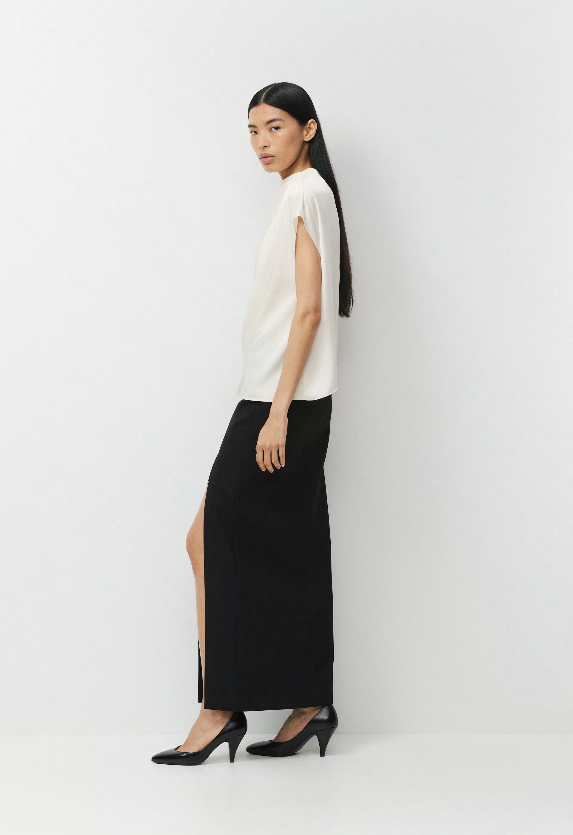 Nominee Satin Blouse - LIGHT BIRCH