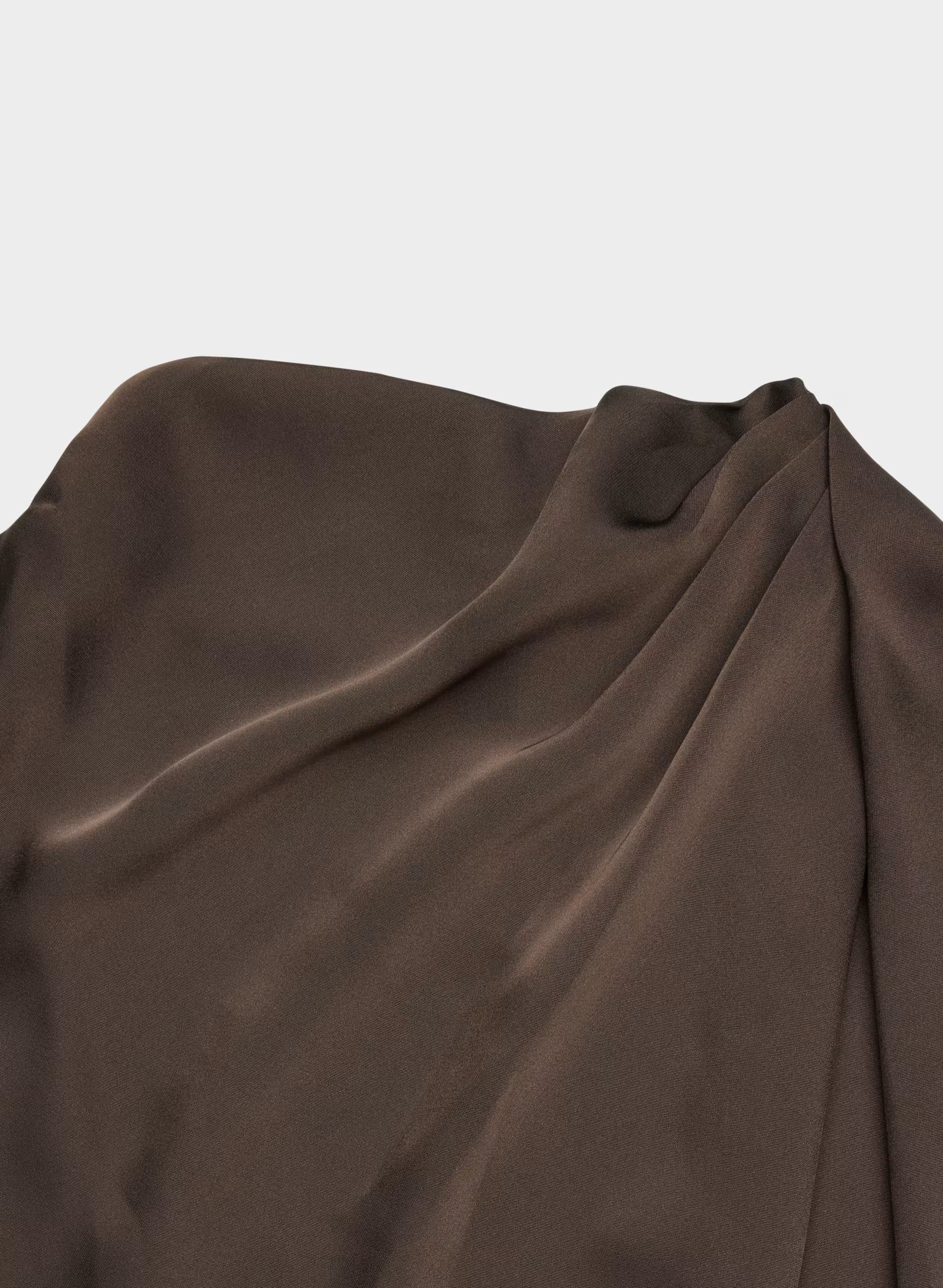 Nominee Satin Blouse - RICH MOCHA BROWN