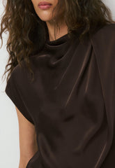 Nominee Satin Blouse - RICH MOCHA BROWN