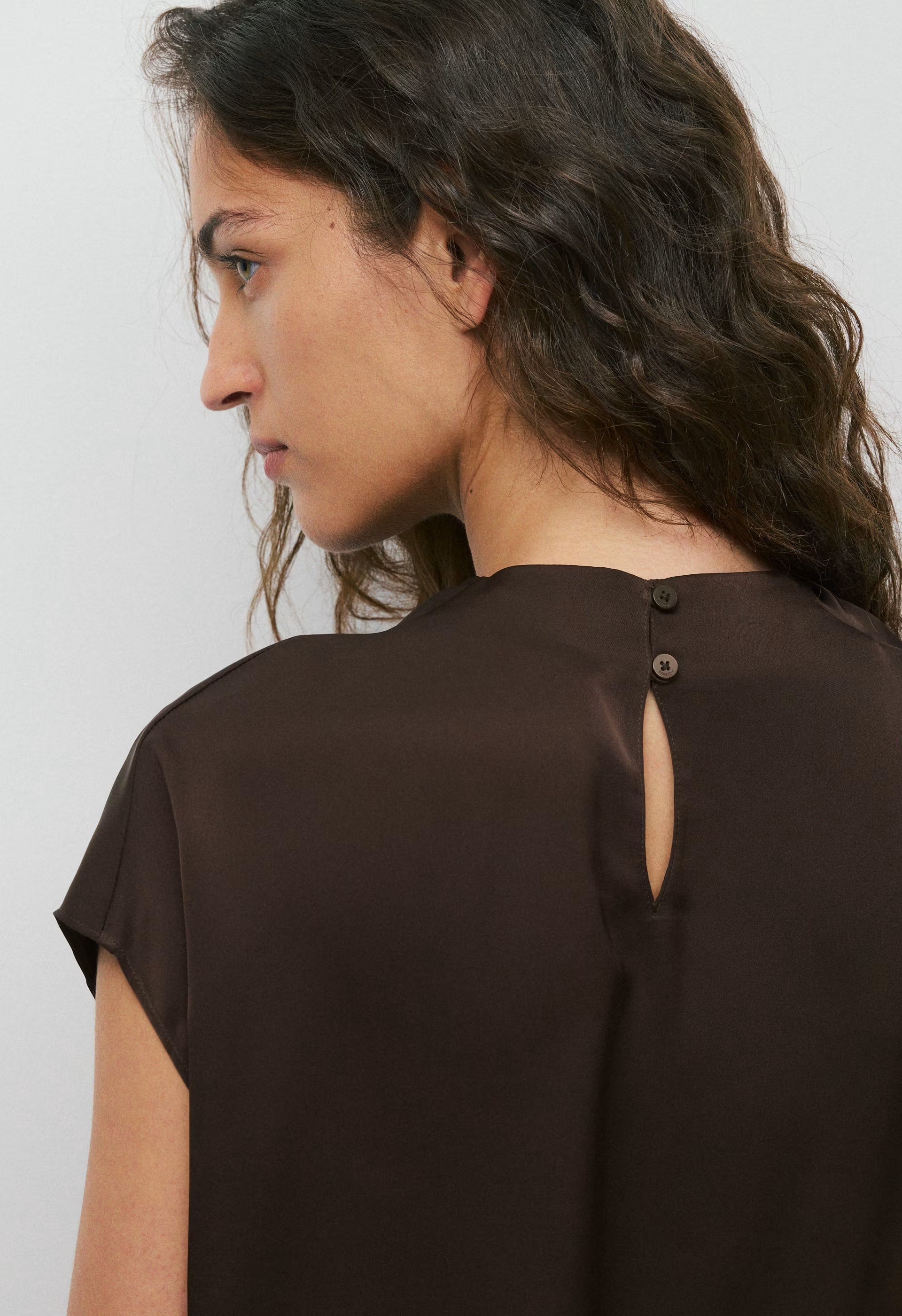 Nominee Satin Blouse - RICH MOCHA BROWN