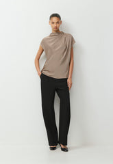 Nominee Satin Blouse - NOMAD TAUPE