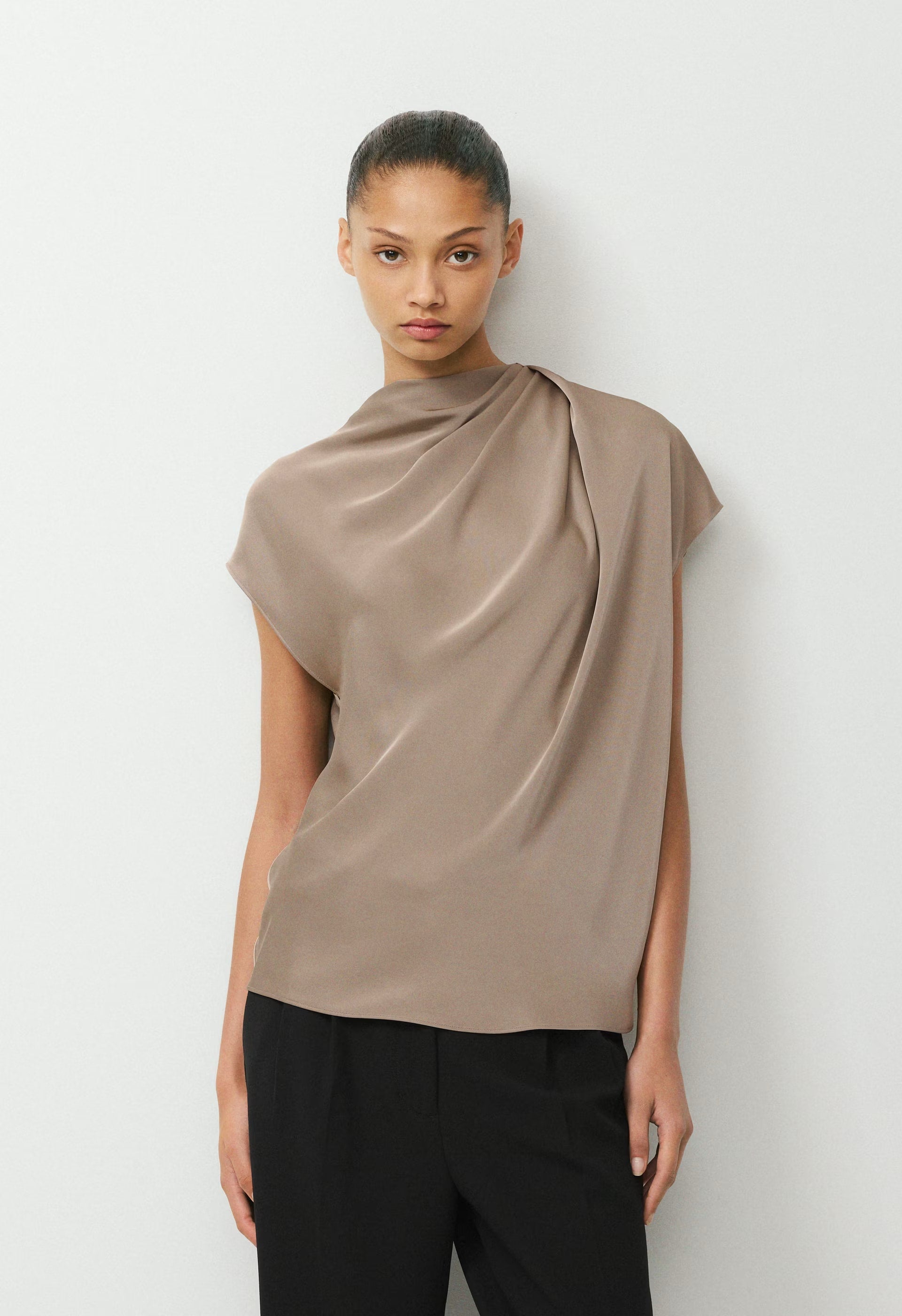 Nominee Satin Blouse - NOMAD TAUPE