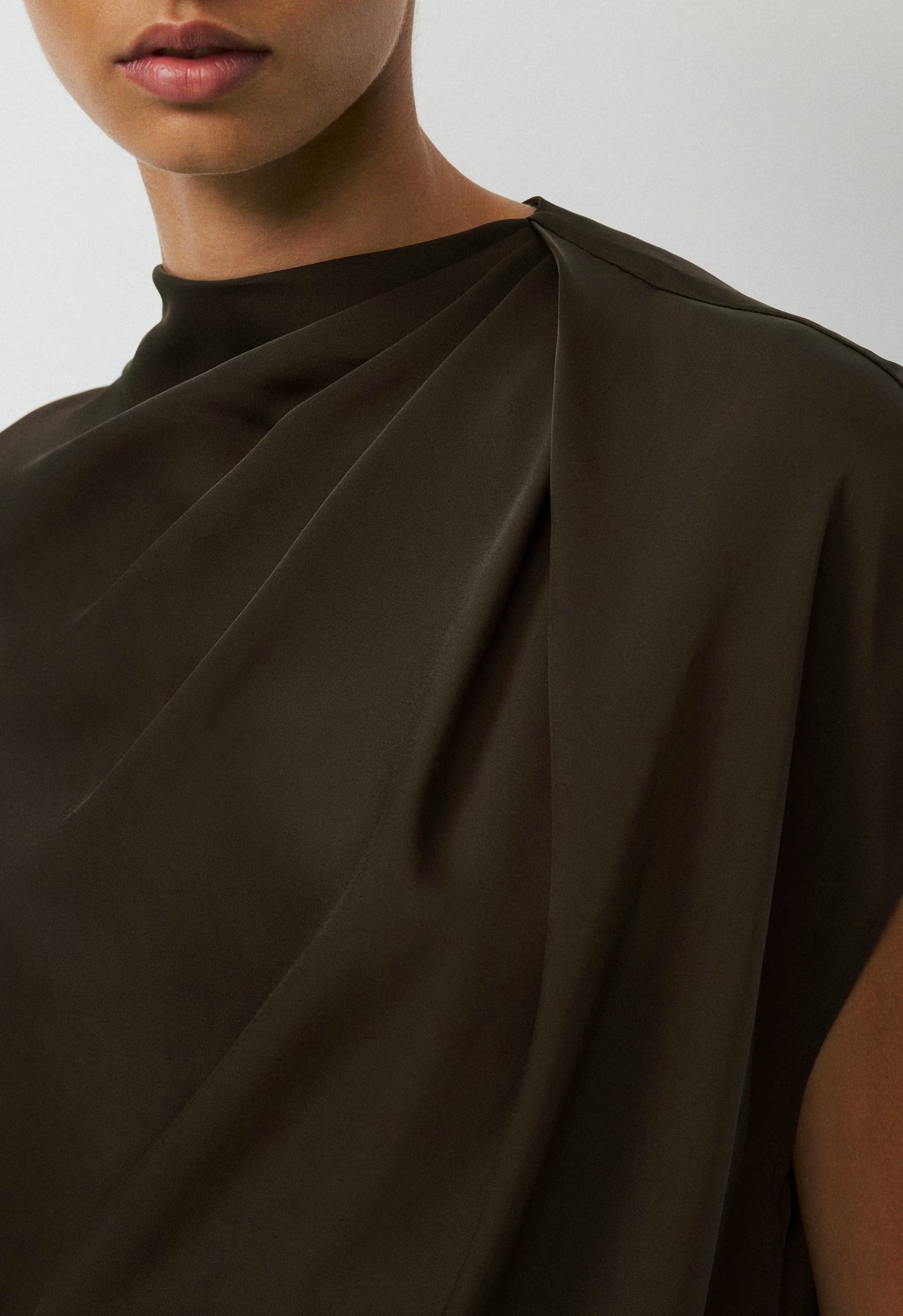 Nominee Satin Blouse - CACAO NIB BROWN