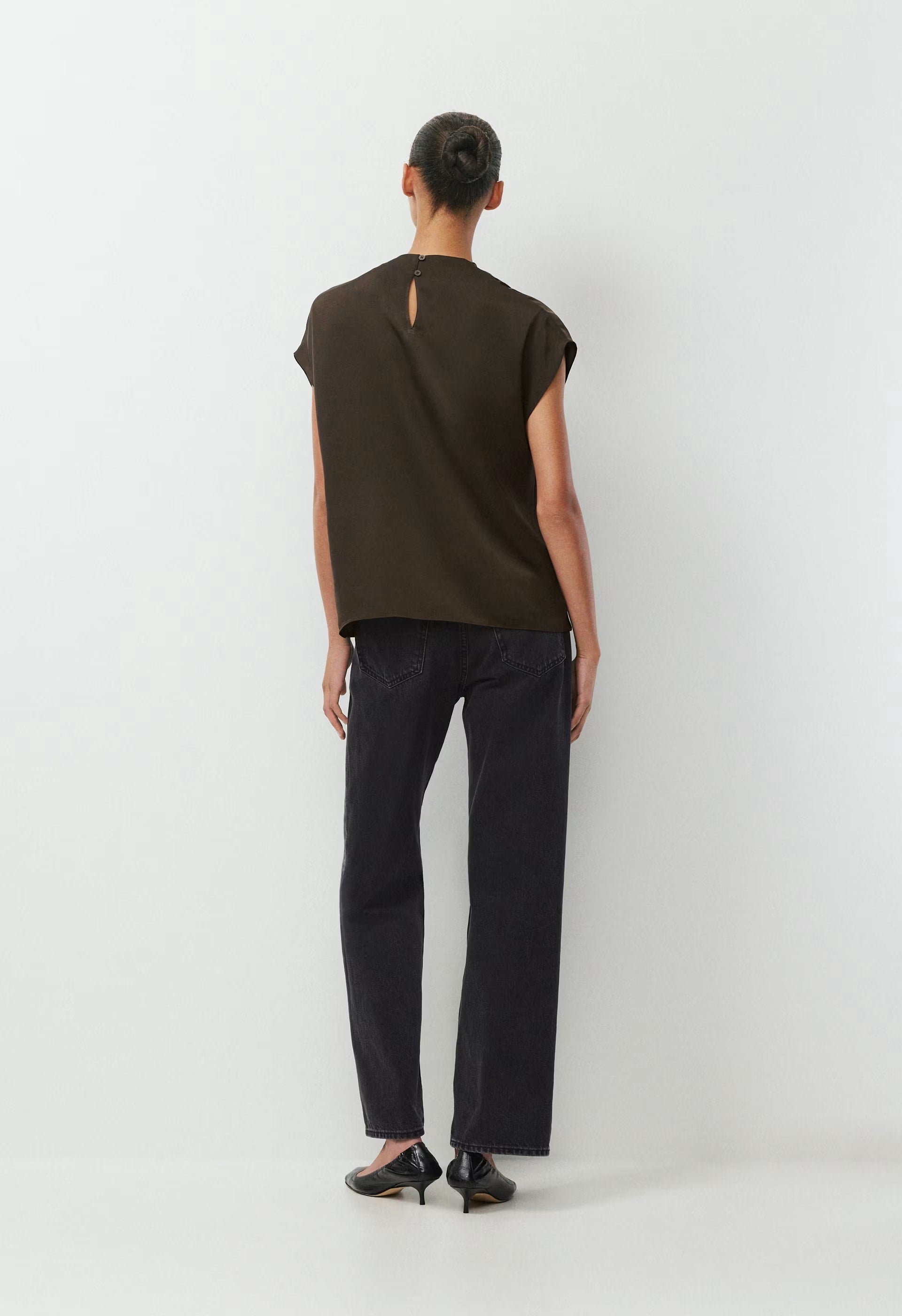 Nominee Satin Blouse - CACAO NIB BROWN