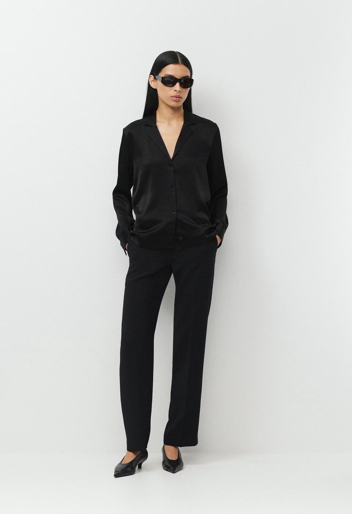 Dover Satin Shirt - BLACK